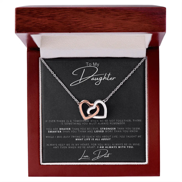 Interlocking Heart Pendant Necklace, Daughter Necklace from Dad, Surgical Steel Jewelry, Daughter Birthday or Christmas Keeps