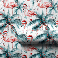 Tropical Palm Tree Gift Wrap, Pink Flamingo Christmas Wrapping Paper, Coastal Holiday Wrapping Paper, Festive Summer Xmas Gift Wrap