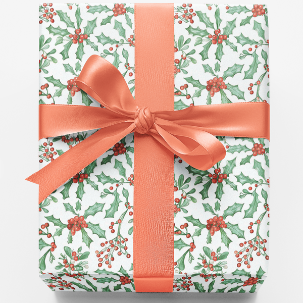 Winter Botanical Holiday Gift Wrap, Christmas Mistletoe Wrapping Paper, Greenery Christmas Wrapping Paper, Festive Present Pa