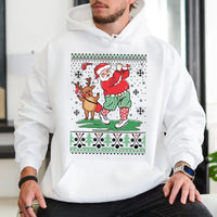 Humorous Golfer Holiday Sweatshirt, Santa Golf Ugly Christmas Hoodie, Reindeer Golf Hooded Pullover, Retro Xmas Sports Hoodie, Golfer Present