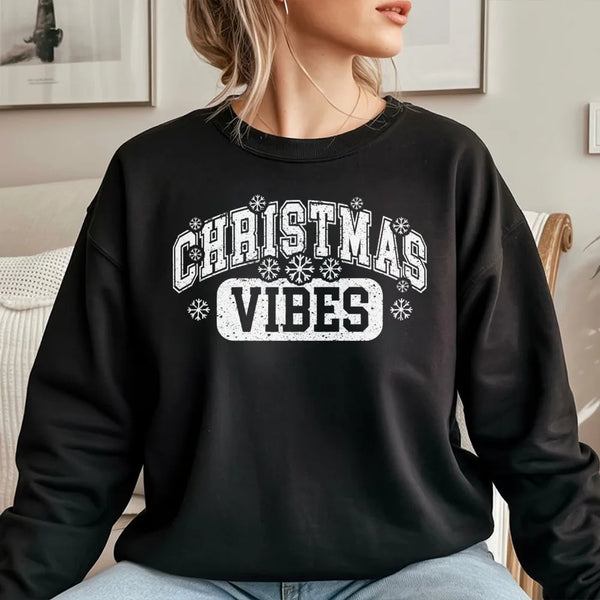 Varsity Snowflake Crewneck, Christmas Vibes Sweatshirt, Comfy Holiday Graphic Sweatshirt, Winter Aesthetic Pullover, Xmas Pre