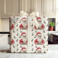 Hipster Santa Christmas Wrapping Paper, Tattooed Santa Wrapping Paper, Alternative Holiday Gift Wrap, Edgy Xmas Gift Wrapping Paper Roll