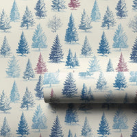 Rustic Christmas Tree Gift Wrap, Vintage Pine Tree Wrapping Paper, Winter Holiday Present Paper, Forest Pine Xmas Wrapping Paper Roll