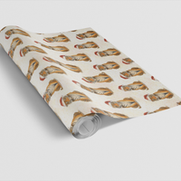 Santa Hat Animal Gift Wrap, Tiger Christmas Wrapping Paper, Festive Wildlife Holiday Wrapping Paper, Adorable Winter Safari Gift Wrap Paper Roll