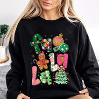 Adorable Gingerbread Holiday Tree Crewneck, Fa La La Christmas Sweatshirt, Pink Xmas Holiday Pullover, Festive Christmas Sweatshirt for Women