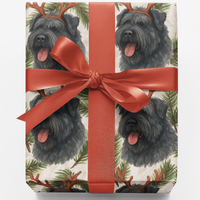 Reindeer Antler Dog Gift Wrap Roll, Bouvier des Flandres Christmas Wrapping Paper, Holiday Dog Lover Wrapping Paper, Festive Present Wrap