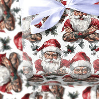 Buff Santa Claus Gift Wrap, Tattooed Santa Wrapping Paper, Edgy Hipster Christmas Wrapping Paper, Humorous Holiday Gift Wrap, Cool Xmas Paper