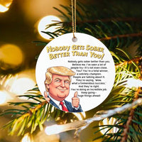Humorous Caricature Recovery Ornament, Sober Milestone Christmas Ornament, Sobriety Anniversary Ceramic Ornament, Xmas Tree Decor Present for Him