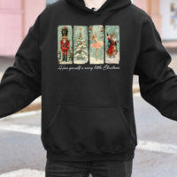 Retro Ballet Soldier Holiday Hooded Sweatshirt, Vintage Nutcracker Christmas Hoodie, Comfy Winter Xmas Pullover Hoodie, Coquette Present