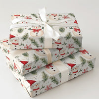 Adorable Holiday Snowmen Gift Wrap, Watercolor Snowman Wrapping Paper, Candy Cane Winter Wrapping Paper, Festive Christmas Present Paper Roll