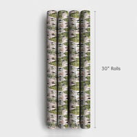 Winter Ball Dancers and Pine Trees Gift Wrap, Victorian Christmas Wrapping Paper, 90 GSM Fine Art Paper, Vintage Holiday Present Wrap