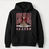 Christmas Season Hoodie, Leopard Print Bow Tree Hoodie, Adorable Coquette Holiday Tree Hooded Sweatshirt, Comfy Xmas Hoodie, Present for Women
