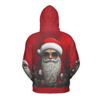 Humorous Santa Claus Christmas Hoodie, Cool Santa Sunglasses Hoodie, Retro Holiday Graphic Hoodie, Xmas Party Pullover, Adorable Holiday Present