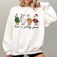 Festive Christmas Duck Holiday Crewneck, Just A Jolly Goose Sweatshirt, Adorable Winter Goose Pullover, Xmas Animal Lover Present