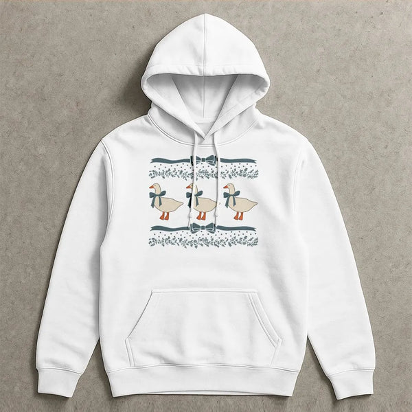Christmas Farmhouse Geese Sweatshirt, Festive Geese Hoodie, Adorable Winter Goose Hooded Pullover, Cottagecore Holiday Sweate