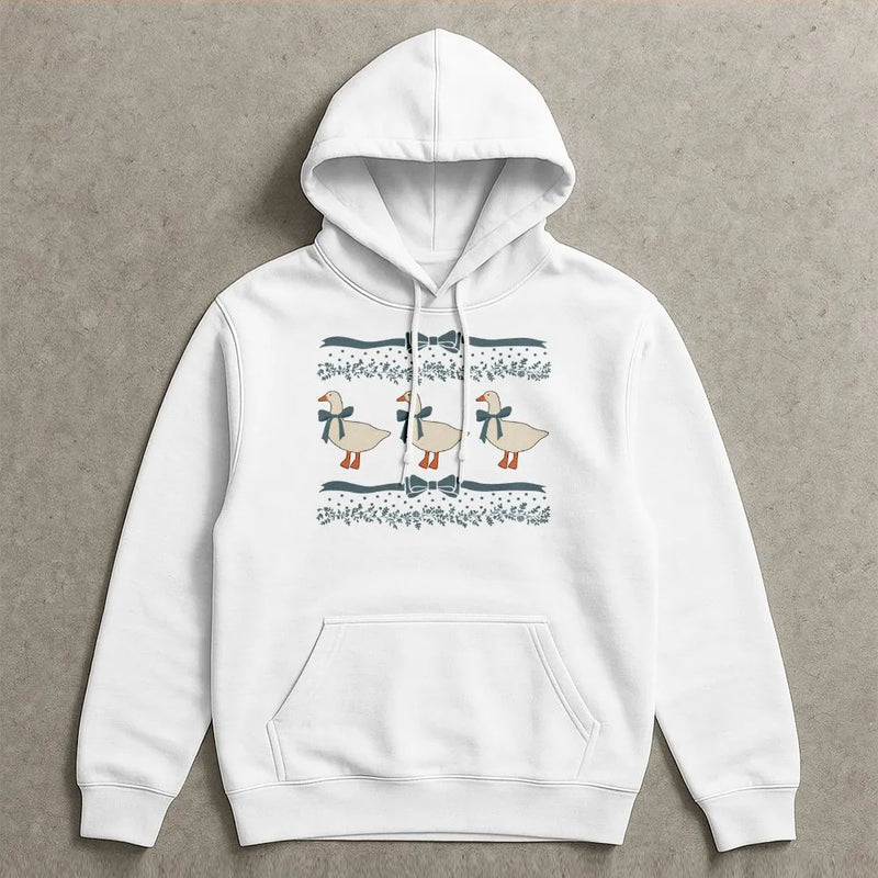 Christmas Farmhouse Geese Sweatshirt, Festive Geese Hoodie, Adorable Winter Goose Hooded Pullover, Cottagecore Holiday Sweater, Present for Her