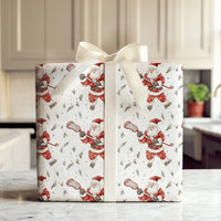Ice Skating Santa Claus Gift Wrap, Lacrosse Santa Wrapping Paper, Sports Christmas Wrapping Paper, Athlete Coach Holiday Wrapping Paper