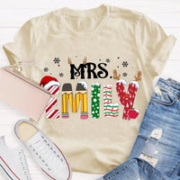 Custom Name Teacher Shirt, Personalized Christmas Teacher T-Shirt, Holiday School Educator Graphic Tee, Xmas Teacher Appreciation Present Tee