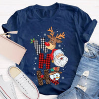 Merry Christmas Vibes Graphic Tee, Christmas Reindeer Snowman Santa Claus Shirt, Adorable Holiday Season T-Shirt, Festive Xmas Shirt