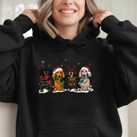 Festive Weiner Dog Holiday Sweatshirt, Dachshund Christmas Hoodie, Adorable Xmas Dog Lover Pullover, Comfy Dachshund Mom Hooded Sweater Present