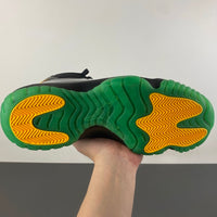 Low Top Sneakers, Black Green Yellow Colorway, Lace Up Design, Casual Gift for Sneaker Fans
