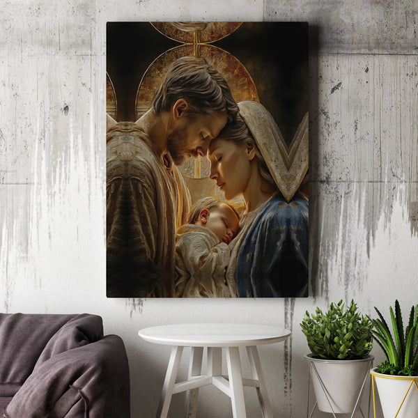 Mary Joseph Jesus Canvas Print, Holy Family Nativity Canvas Wall Art, Christian Digital Download Canvas Art, Religious Christ