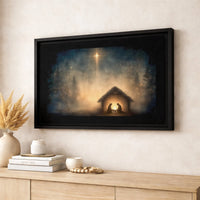 Holy Family Manger Wall Art, Nativity Scene Canvas Print, Religious Christmas Canvas Decor, Christian Holiday Wall Hanging