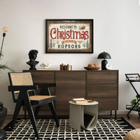 Rustic Santa Sleigh Canvas Wall Art, Personalized Family Christmas Sign, Custom Name Holiday Canvas Print, Farmhouse Xmas Wall Decor Present