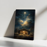 Bethlehem Star Christmas Canvas Print, Nativity Scene Canvas Wall Art, Holy Family Religious Wall Decor, Christian Holiday Canvas Present