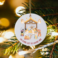 Holy Nativity Scene Christmas Ornament, Oh Come Let Us Adore Him Nativity Ornament, Christian Ceramic Keepsake Ornament, Faith Decor Present