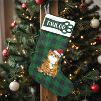 Ginger Kitty Santa Hat Stocking, Personalized Cat Christmas Stocking, Custom Holiday Christmas Stocking, Xmas Decor Present for Cat Lovers