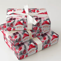 Cheerful Santa Holiday Gift Wrap, Watercolor Santa Claus Wrapping Paper, Pinecone Holly Xmas Wrapping Paper, Festive Christmas Present Wrap
