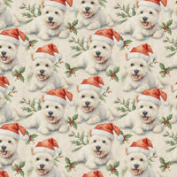 Santa Hat Dog Gift Wrap, Westie Christmas Wrapping Paper, Adorable Holiday Wrapping Paper, Dog Lover Xmas Gift Wrap Roll, Festive Present Paper