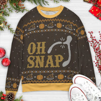 Humorous Holiday Mashup Sweater, Oh Snap Wishbone Thanksgiving Ugly Christmas Sweatshirt, Autumn Xmas Crewneck, Fall Season Pullover