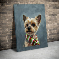Festive Yorkie Dog Holiday Print, Yorkshire Terrier Christmas Canvas Wall Art, Digital Download Wall Decor, Yorkie Lover Xmas Present