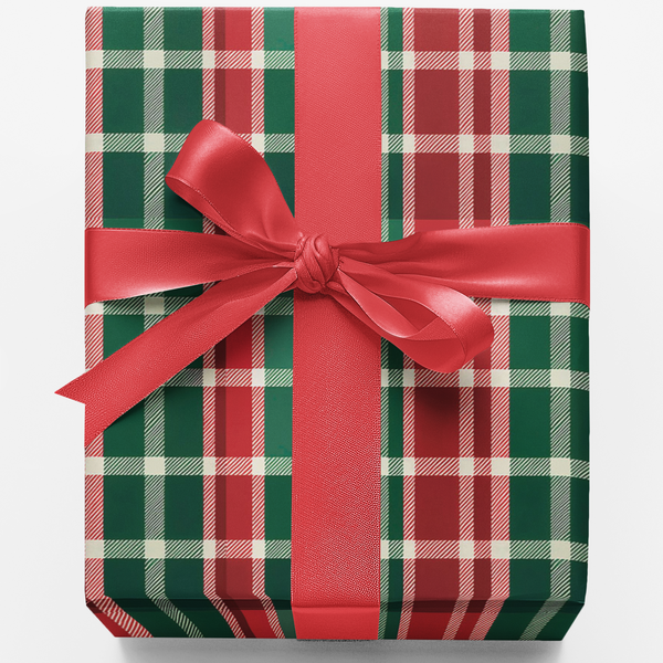 Red Green Tartan Gift Wrap, Noel Plaid Christmas Wrapping Paper, Rustic Holiday Wrapping Paper, Classic Winter Gift Wrap Pape