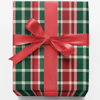 Red Green Tartan Gift Wrap, Noel Plaid Christmas Wrapping Paper, Rustic Holiday Wrapping Paper, Classic Winter Gift Wrap Paper Roll