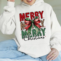Coquette Leopard Bow Sweatshirt, Merry Christmas Hoodie, Adorable Xmas Holiday Graphic Pullover, Preppy Winter Present for Women Teens