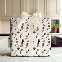 Xmas Bird Gift Wrap, Santa Hat Hummingbird Wrapping Paper, Festive Ornament Holiday Paper, Christmas Gift Wrap Roll