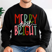Retro Merry and Bright Sweater, Merry and Bright Sweatshirt, Merry and Bright Christmas Crewneck, Retro Holiday Pullover, Winter Present Jumper