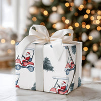 Humorous Golfer Christmas Gift Wrap, Santa Driving Golf Cart Wrapping Paper, Watercolor Golf Holiday Wrapping Paper, Winter Present Paper