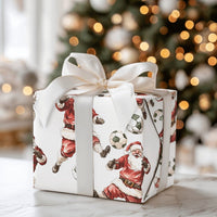 Sports Christmas Gift Wrap, Soccer Santa Claus Wrapping Paper, Football Player Holiday Paper, Soccer Coach Xmas Present Wrapping Paper Roll