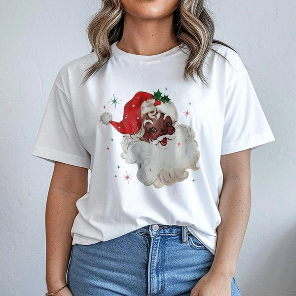 Vintage African American Santa Shirt, Black Santa Christmas T-Shirt, Retro Black Santa Graphic Tee, Holiday Season Shirt, Xma