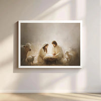 Holy Birth of Jesus Canvas Art, Nativity Scene Canvas Print, Christian Home Decor Canvas, Christmas Nativity Wall Art, Religious Wall Art