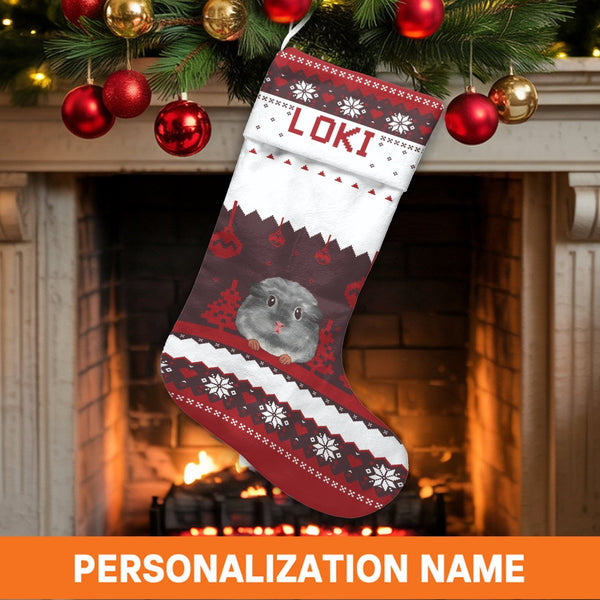 Adorable Pet Holiday Stocking, Chinchilla Christmas Stocking, Personalized Christmas Stocking, Custom Animal Lover Fireplace 