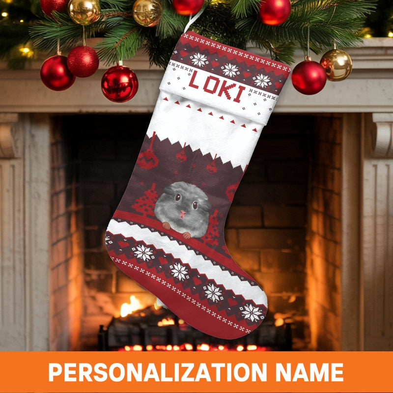 Adorable Pet Holiday Stocking, Chinchilla Christmas Stocking, Personalized Christmas Stocking, Custom Animal Lover Fireplace Mantel Decor Present