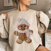 Yarn Knit Gingerbread Sweater, Adorable Gingerbread Man Sweatshirt, Christmas Holiday Crewneck, Festive Gingerbread Sweatshirt, Present for Her