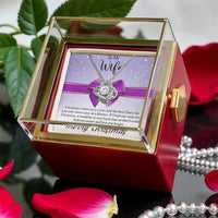 Sparkling CZ Crystal Pendant, Love Knot Necklace for Wife, White Gold Finish Jewelry, Romantic Christmas Holiday Present for Wife Her