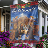 Buffalo Plaid Christmas House Flag, Oh Holy Night Nativity House Flag, Religious Holiday Banner, Double Sided Xmas Yard Decor Present