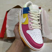 Low Top Sneakers, White Yellow Pink Colorway, Lace Up Design, Casual Gift for Sneaker Fans